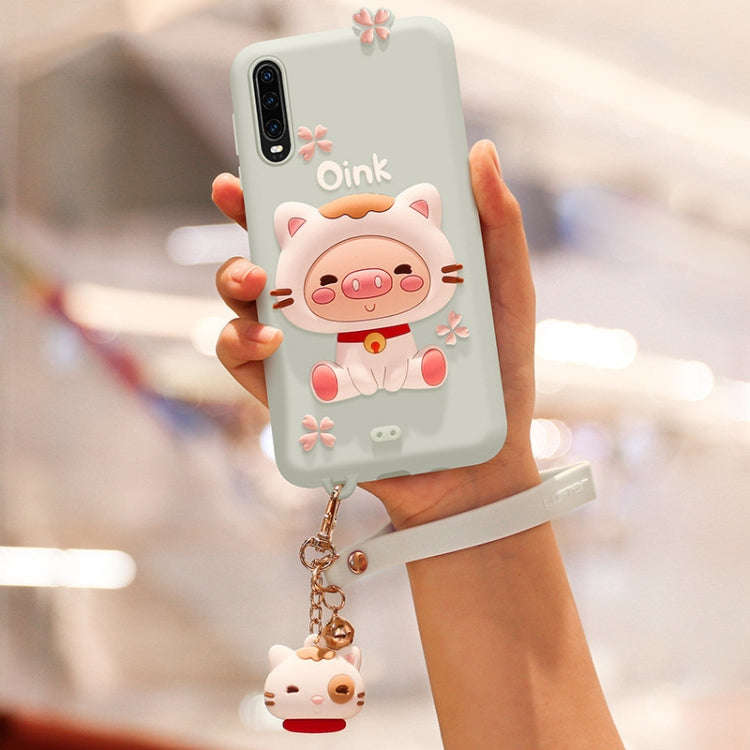 Lovely Pig Full Package Anti Falling Silicone Sleeve for Huawei P30 Pro(Green)