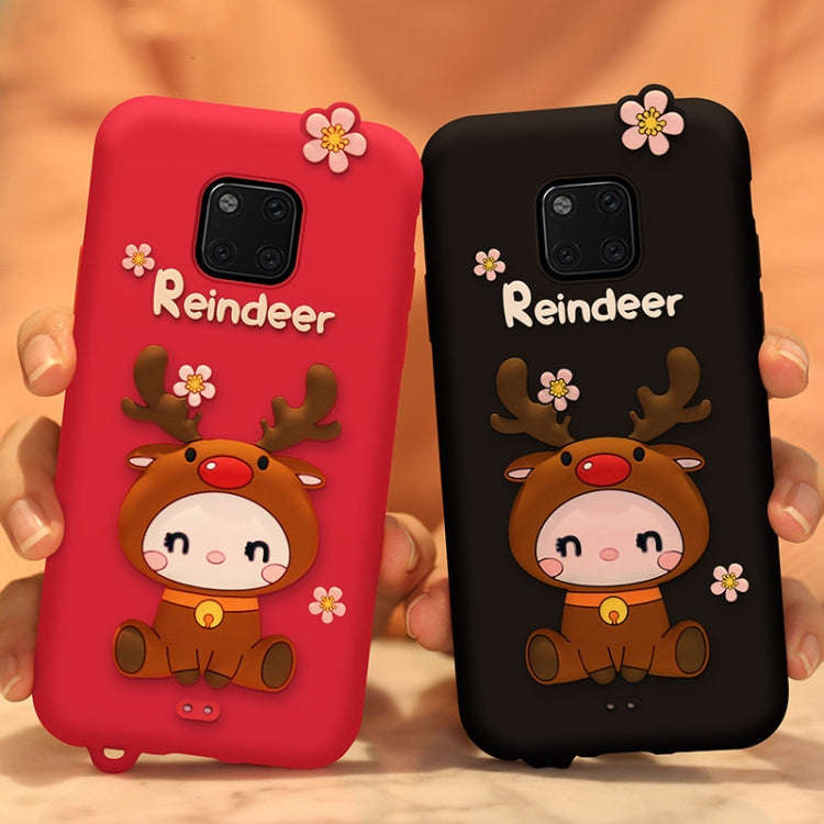 Lovely Reindeer Full Package Anti Falling Silicone Sleeve for Huawei Mate 20(Red)