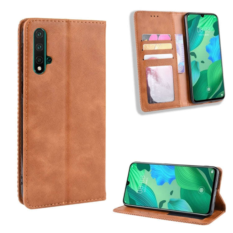 Magnetic Buckle Retro Crazy Horse Texture Horizontal Flip Leather Case for Huawei Nova 5 / Nova 5...