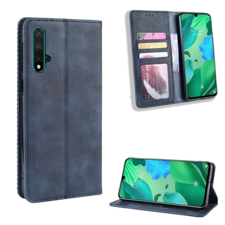 Magnetic Buckle Retro Crazy Horse Texture Horizontal Flip Leather Case for Huawei nova 5 / nova 5...