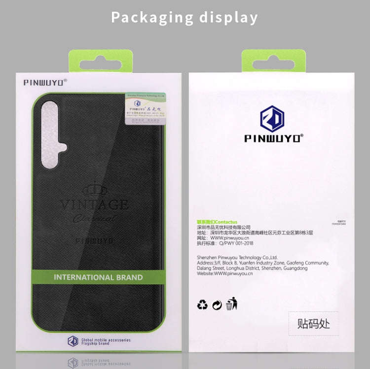 PINWUYO Shockproof Waterproof Full Coverage PC + TPU + Skin Protective Case for Huawei Honor 20(B...