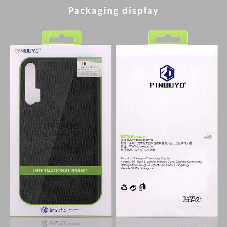 PINWUYO Shockproof Waterproof Full Coverage PC + TPU + Skin Protective Case  for Huawei Honor 20 ...