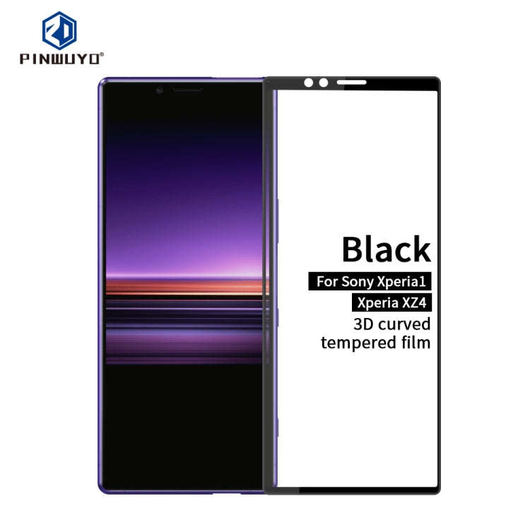 PINWUYO 9H 3D Curved Tempered Glass Film for Sony Xperia 1 / Xperia XZ4Black