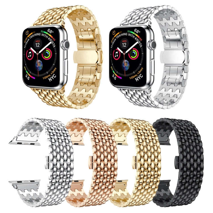 Dragon Grain Solid Stainless Steel Wrist Strap Watch Band for Apple Watch Series 3 & 2 & 1 42mm(B...