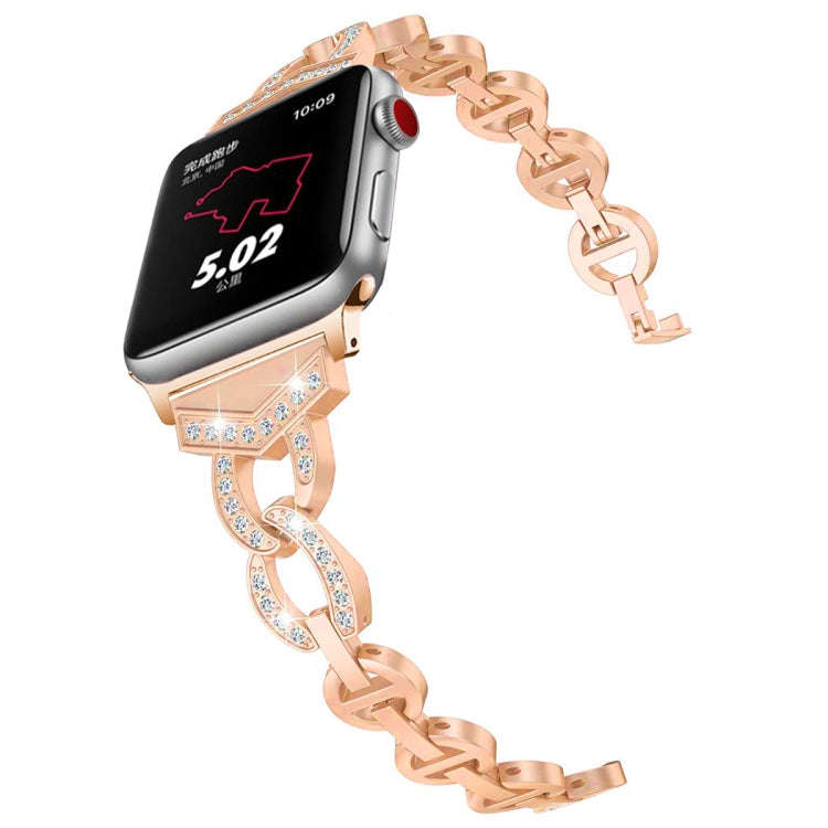 8-shaped VO Diamond-studded Solid Stainless Steel Wrist Strap Watch Band for Apple Watch Series 3...