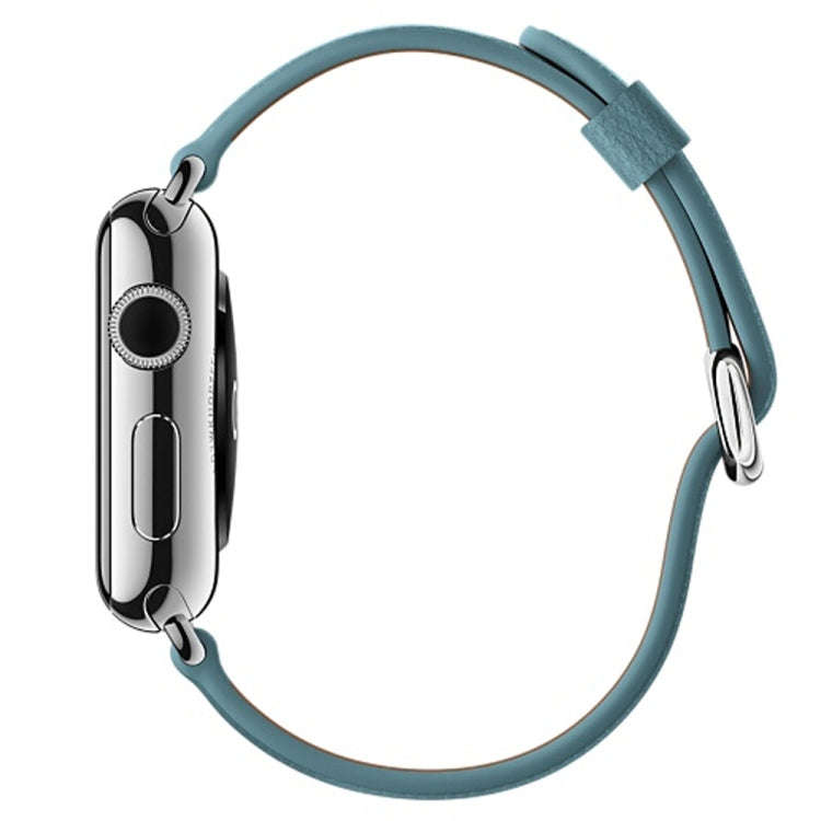 Classic Button Leather Wrist Strap Watch Band for Apple Watch Series 3 & 2 & 1 38mm(Light Blue)