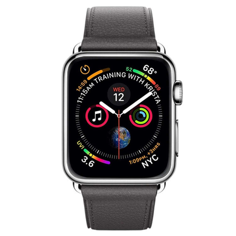 Classic Button Leather Wrist Strap Watch Band for Apple Watch Series 3 & 2 & 1 38mm(Gray)
