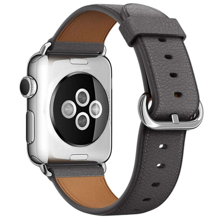Classic Button Leather Wrist Strap Watch Band for Apple Watch Series 3 & 2 & 1 38mm(Gray)