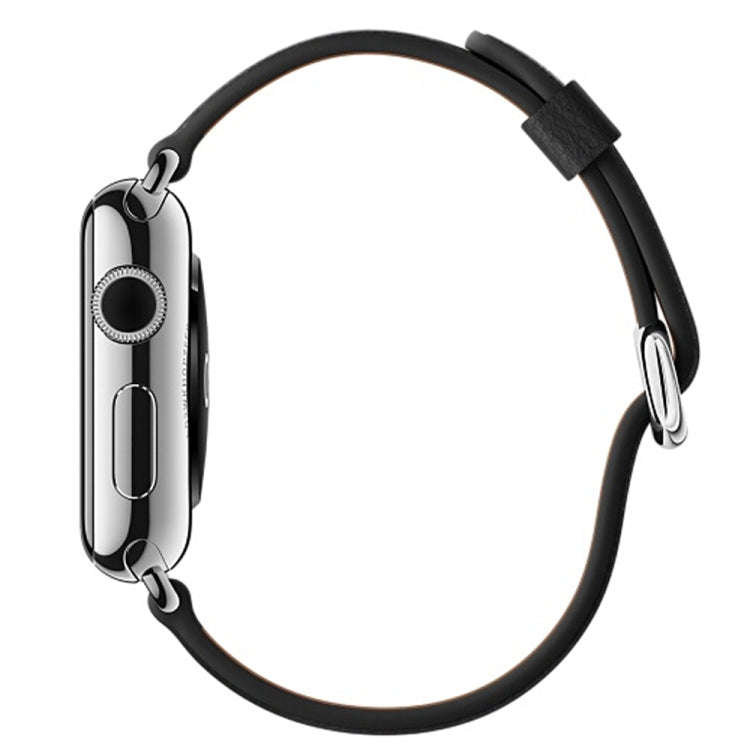 Classic Button Leather Wrist Strap Watch Band for Apple Watch Series 3 & 2 & 1 38mm(Black)