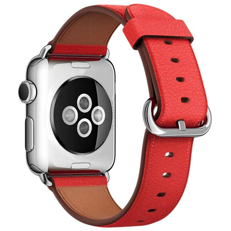 Classic Button Leather Wrist Strap Watch Band for Apple Watch Series 3 & 2 & 1 38mm(Red)