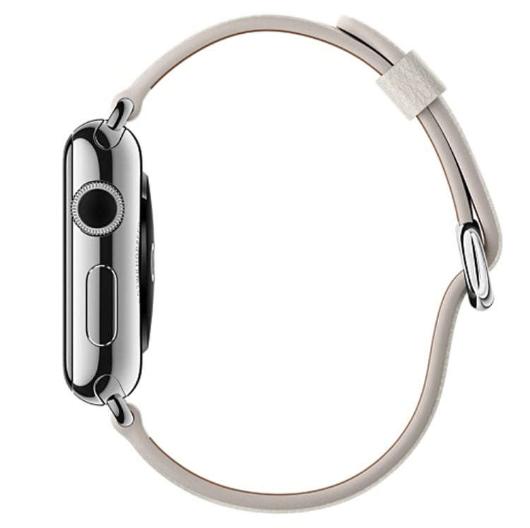 Classic Button Leather Wrist Strap Watch Band for Apple Watch Series 3 & 2 & 1 38mm(White)