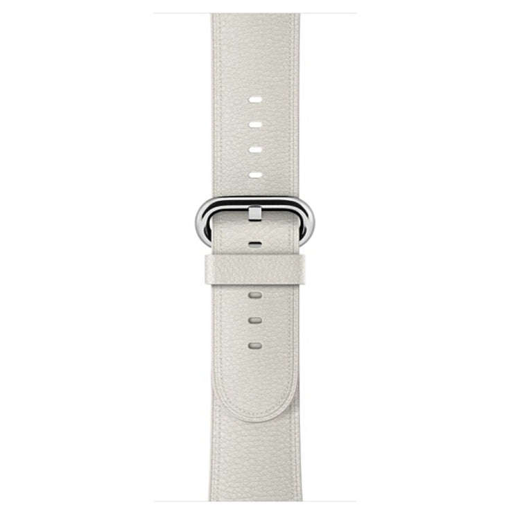 Classic Button Leather Wrist Strap Watch Band for Apple Watch Series 3 & 2 & 1 38mm(White)