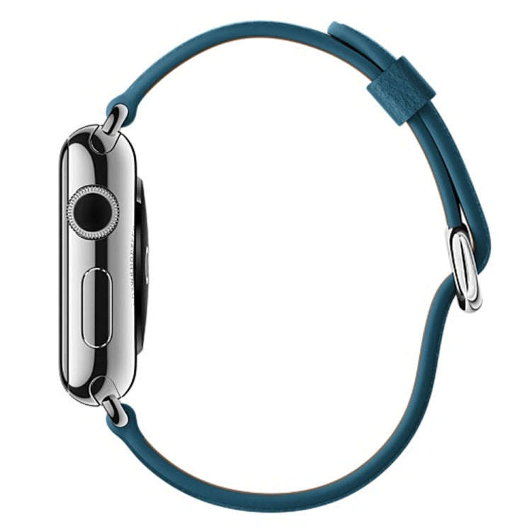Classic Button Leather Wrist Strap Watch Band for Apple Watch Series 3 & 2 & 1 38mm(Dark Blue)