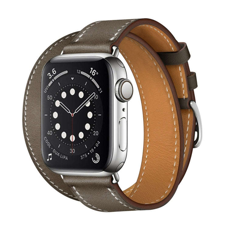 For Apple Watch 3 / 2 / 1 Generation 42mm Universal Leather Double-Loop Watch Band(gray)