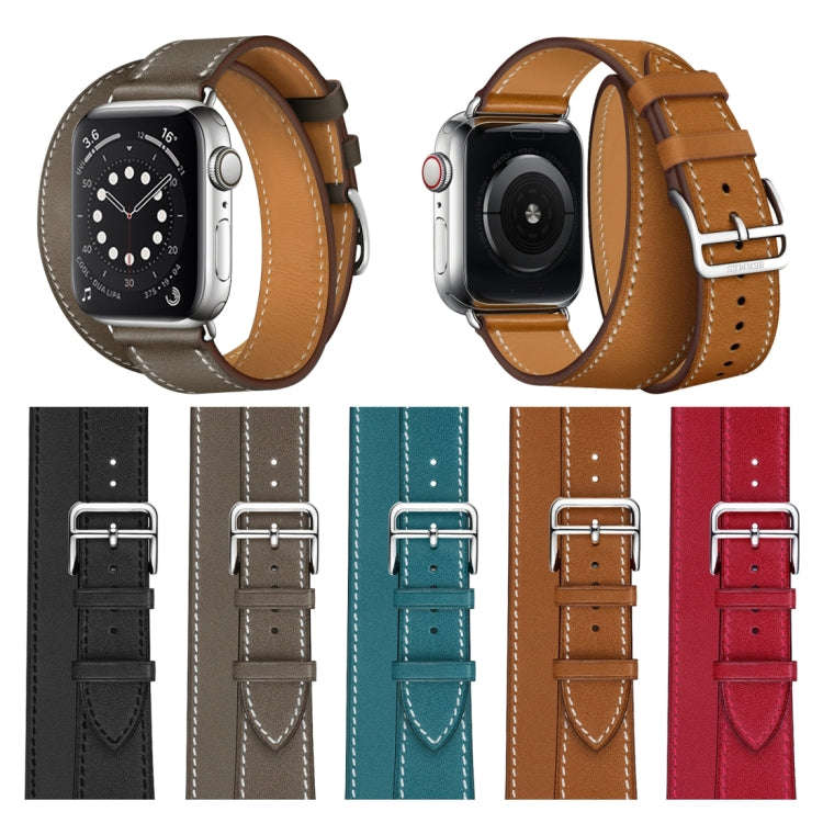 For Apple Watch 3 / 2 / 1 Generation 42mm Universal Leather Double-Loop Watch Band(blue)
