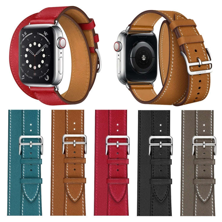For Apple Watch 3 / 2 / 1 Generation 38mm Universal Leather Double-loop Watch Band(blue)