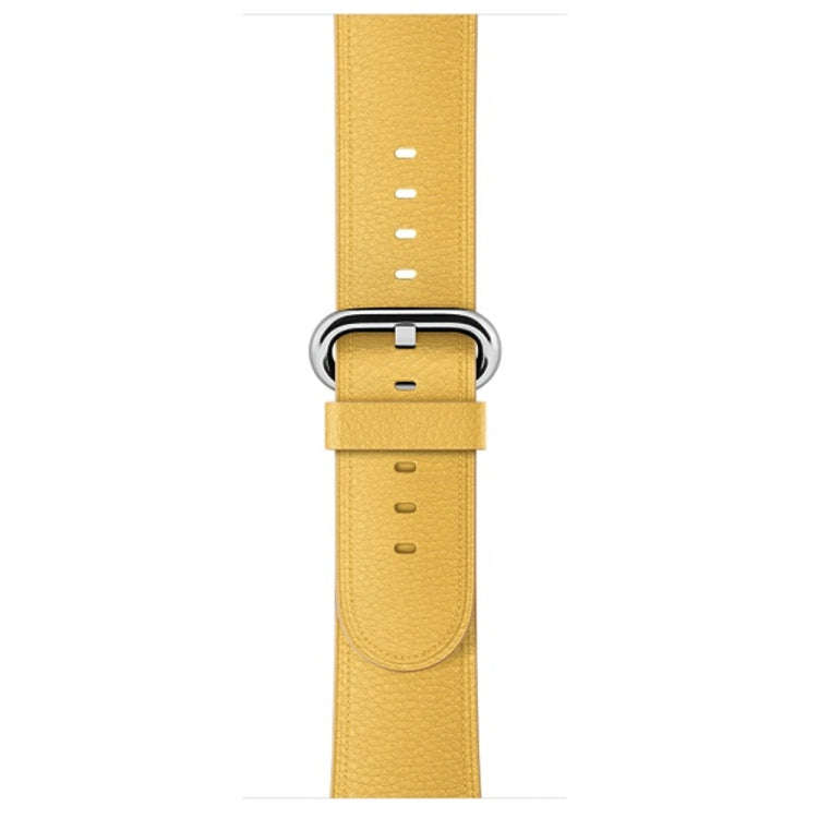 Classic Button Leather Wrist Strap Watch Band for Apple Watch Series 3 & 2 & 1 42mm(Yellow)