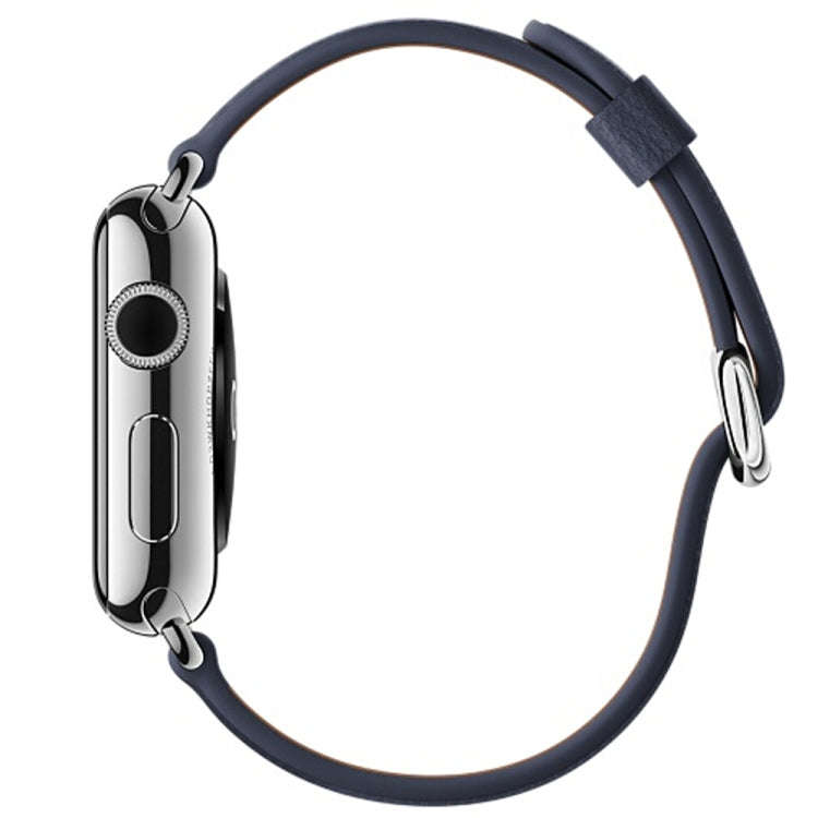 Classic Button Leather Wrist Strap Watch Band for Apple Watch Series 3 & 2 & 1 42mm(Midnight Blue)