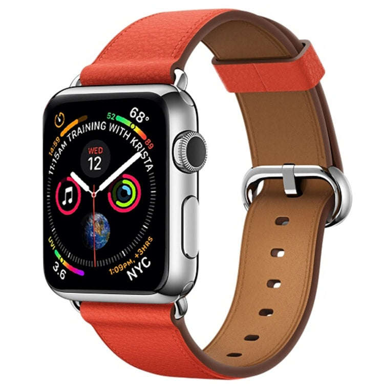 Classic Button Leather Wrist Strap Watch Band for Apple Watch Series 3 & 2 & 1 42mm(Orange)