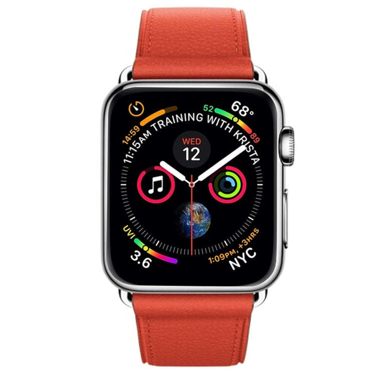 Classic Button Leather Wrist Strap Watch Band for Apple Watch Series 3 & 2 & 1 42mm(Orange)