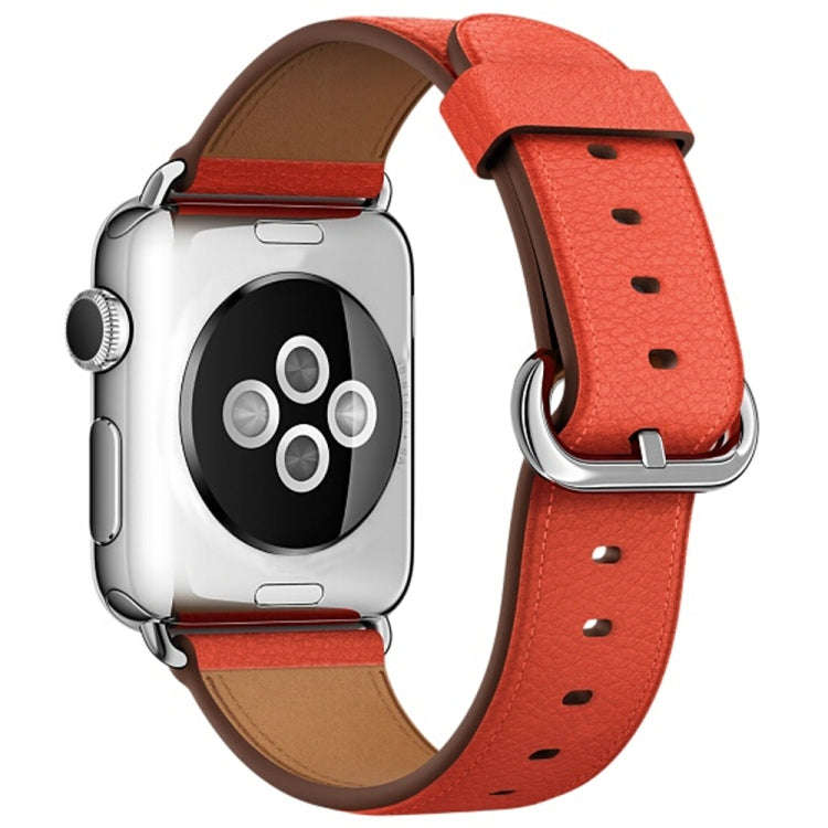 Classic Button Leather Wrist Strap Watch Band for Apple Watch Series 3 & 2 & 1 42mm(Orange)