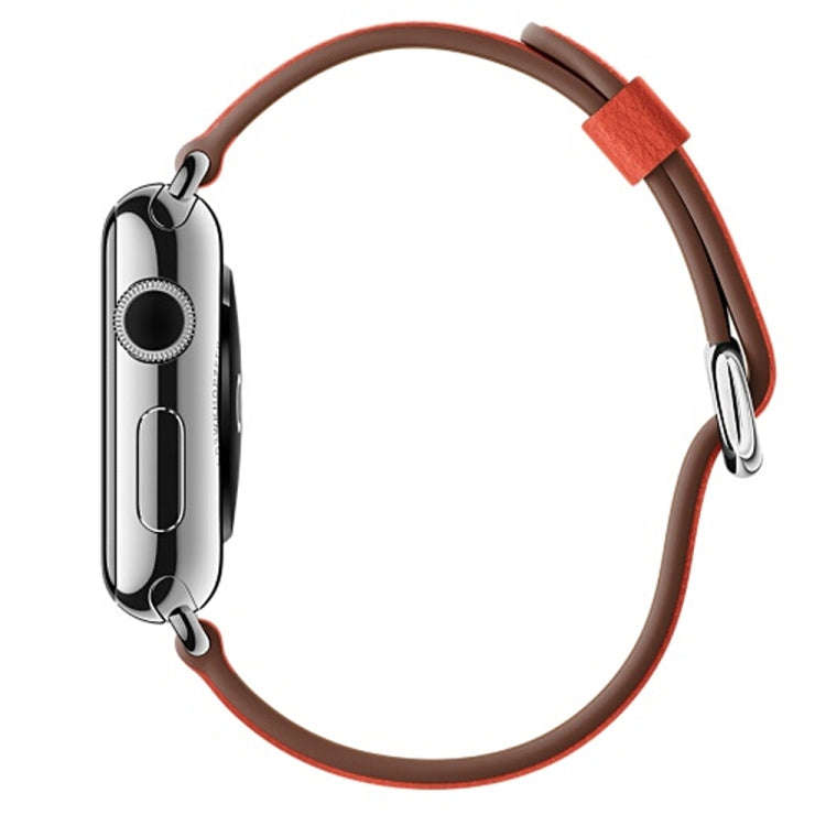 Classic Button Leather Wrist Strap Watch Band for Apple Watch Series 3 & 2 & 1 42mm(Orange)