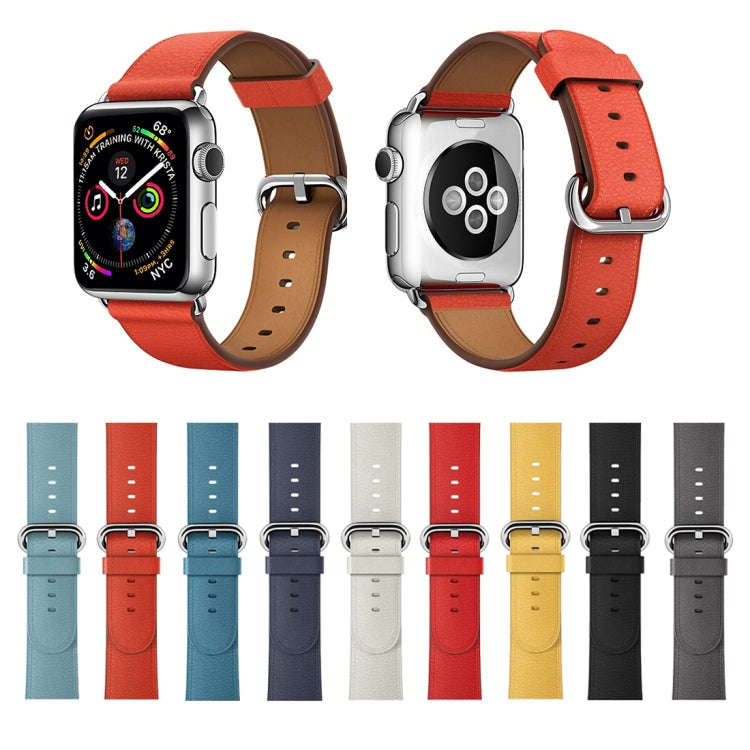 Classic Button Leather Wrist Strap Watch Band for Apple Watch Series 3 & 2 & 1 42mm(Yellow)