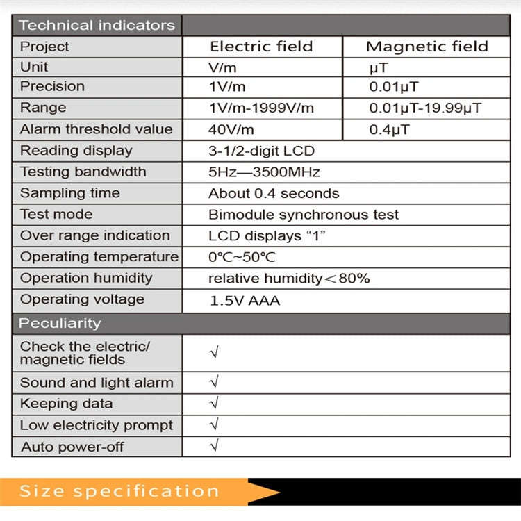 RZ825 Electromagnetic Radiation Tester Portable Digital Liquid Crystal Electromagnetic Field EMF ...