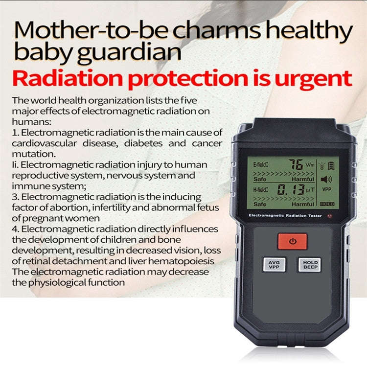 RZ825 Electromagnetic Radiation Tester Portable Digital Liquid Crystal Electromagnetic Field EMF ...