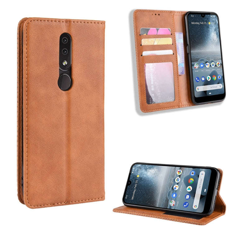 Magnetic Buckle Retro Crazy Horse Texture Horizontal Flip Leather Case for Nokia 4.2, with Holder...