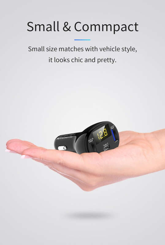 C02 Car Power Adapter in-car Phone Charger Type-C Fast Charger QC3.0 Dual USB Ports DC5V 2.4A 12V...