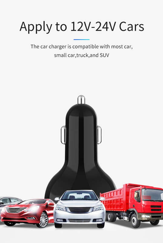 C02 Car Power Adapter in-car Phone Charger Type-C Fast Charger QC3.0 Dual USB Ports DC5V 2.4A 12V...