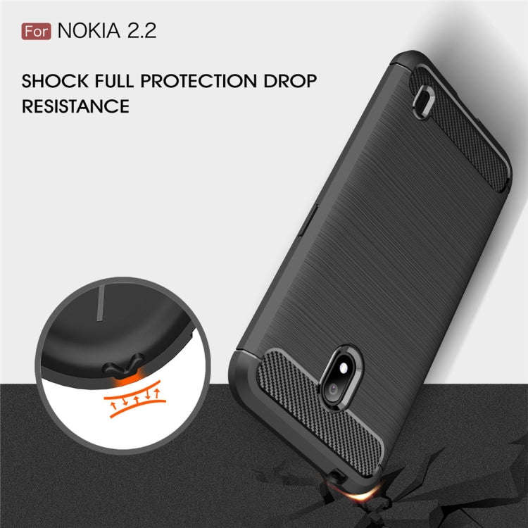Brushed Texture Carbon Fiber TPU Case for Nokia 2.2(Navy Blue)