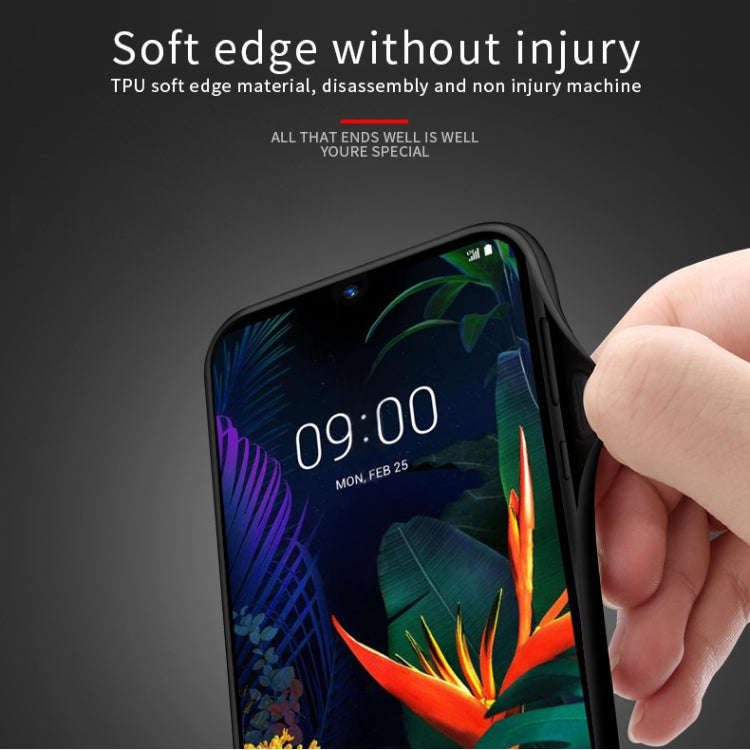 PINWUYO Hong Series Anti-fall TPU+ Chemical Fiber Cloth Protective Cover for LG K50 / Q60(Blue)