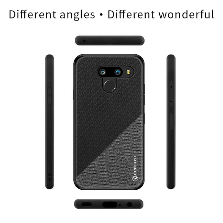 PINWUYO Hong Series Anti-fall TPU+ Chemical Fiber Cloth Protective Cover for LG K50 / Q60(Blue)