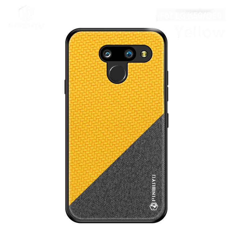 PINWUYO Hong Series Anti-fall TPU+ Chemical Fiber Cloth Protective Cover for LG K50 / Q60(Yellow)