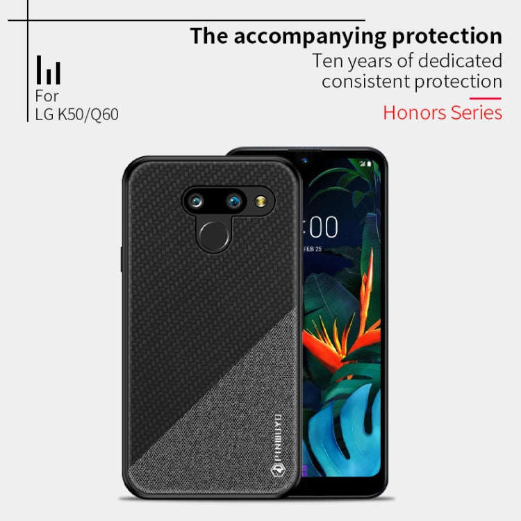 PINWUYO Hong Series Anti-fall TPU+ Chemical Fiber Cloth Protective Cover for LG K50 / Q60(Yellow)