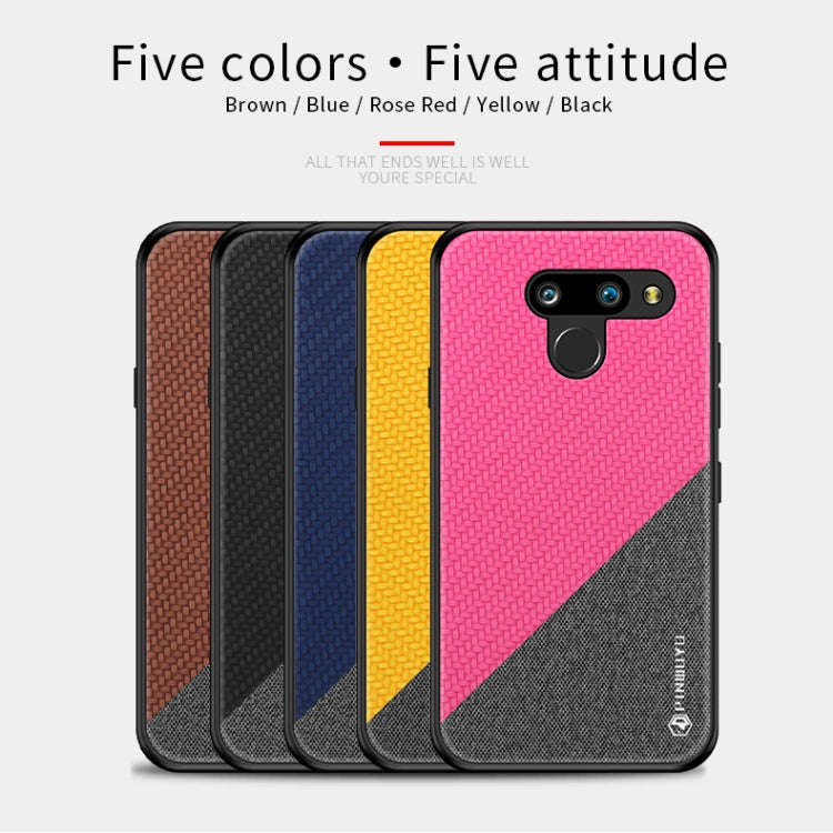 PINWUYO Hong Series Anti-fall TPU+ Chemical Fiber Cloth Protective Cover for LG K50 / Q60(Yellow)