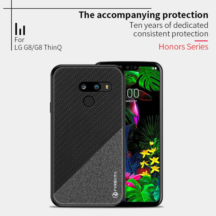 PINWUYO Hong Series Anti-fall TPU+ Chemical Fiber Cloth Protective Cover for LG G8 / G8 ThinQ(Blue)