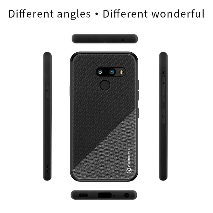 PINWUYO Hong Series Anti-fall TPU+ Chemical Fiber Cloth Protective Cover for LG G8 / G8 ThinQ(Blue)