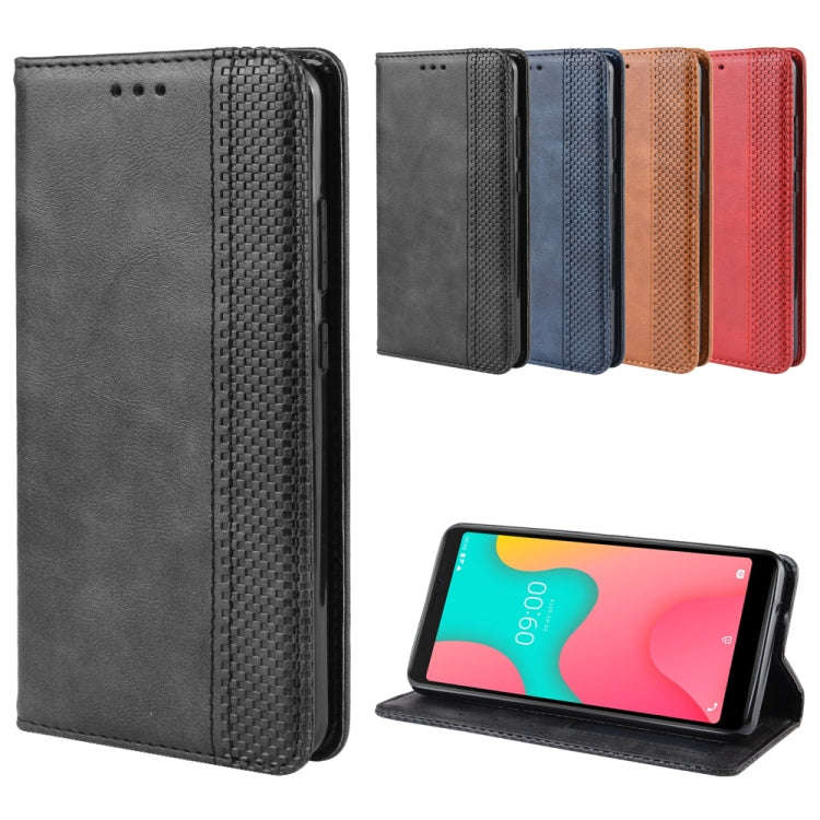 Magnetic Buckle Retro Crazy Horse Texture Horizontal Flip Leather Case for Wiko Y60, with Holder ...