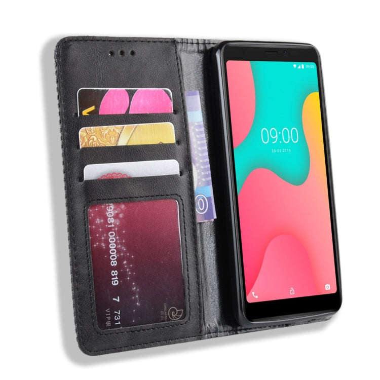 Magnetic Buckle Retro Crazy Horse Texture Horizontal Flip Leather Case for Wiko Y60, with Holder ...