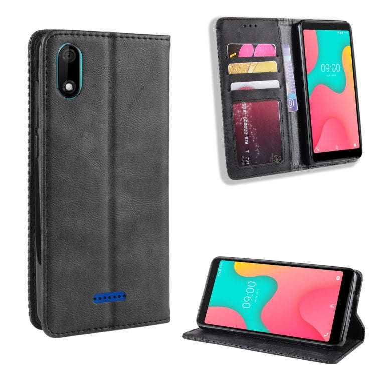 Magnetic Buckle Retro Crazy Horse Texture Horizontal Flip Leather Case for Wiko Y60, with Holder ...