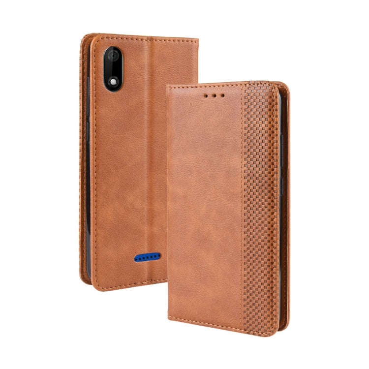 Magnetic Buckle Retro Crazy Horse Texture Horizontal Flip Leather Case for Wiko Y60, with Holder ...
