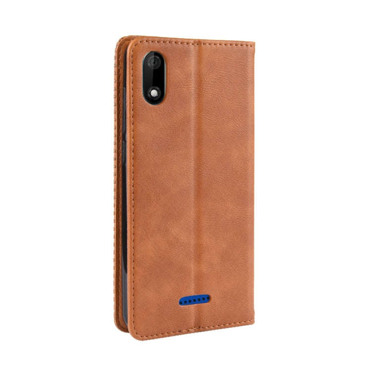 Magnetic Buckle Retro Crazy Horse Texture Horizontal Flip Leather Case for Wiko Y60, with Holder ...