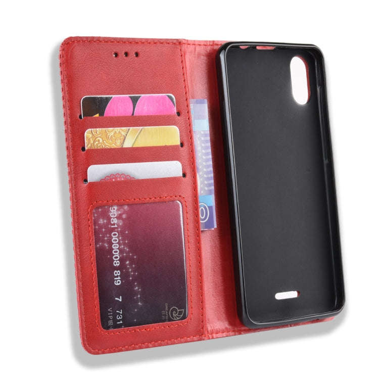 Magnetic Buckle Retro Crazy Horse Texture Horizontal Flip Leather Case for Wiko Y60, with Holder ...