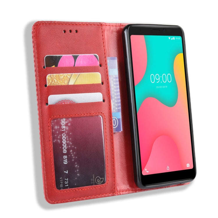 Magnetic Buckle Retro Crazy Horse Texture Horizontal Flip Leather Case for Wiko Y60, with Holder ...