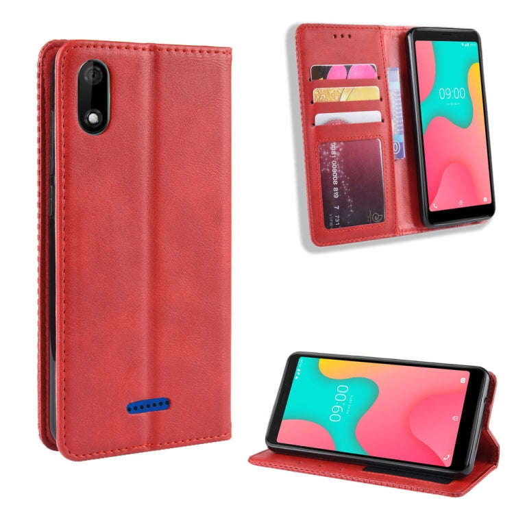 Magnetic Buckle Retro Crazy Horse Texture Horizontal Flip Leather Case for Wiko Y60, with Holder ...