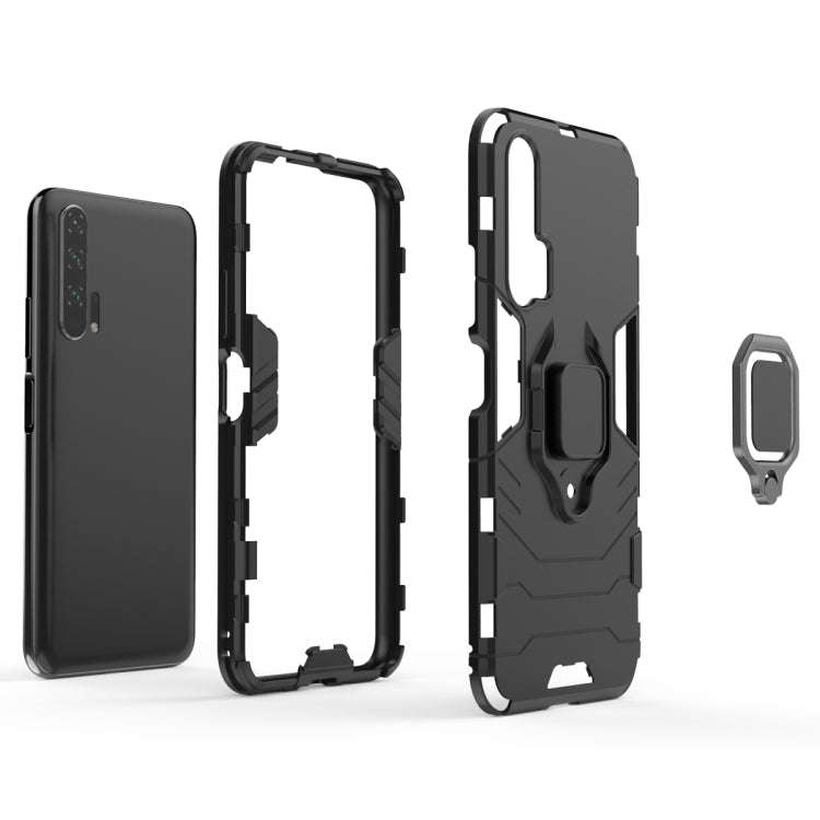 PC + TPU Shockproof Protective Case with Magnetic Ring Holder for Huawei Honor 20 Pro(Navy blue)