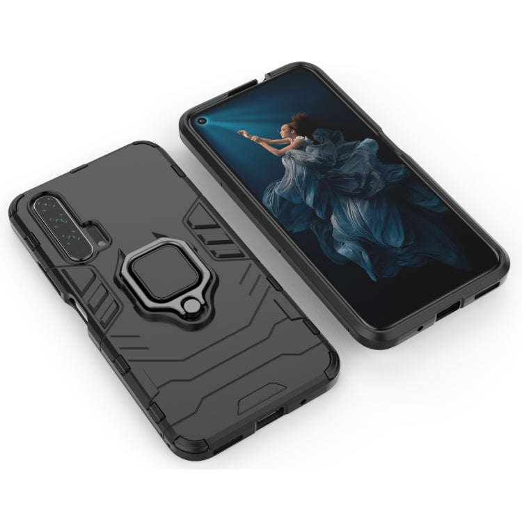 PC + TPU Shockproof Protective Case with Magnetic Ring Holder for Huawei Honor 20 Pro(Navy blue)